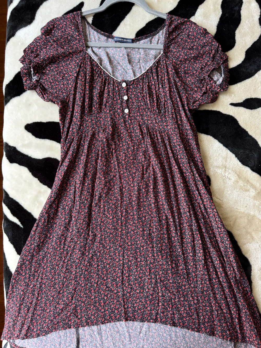 Brandy Melville Ditsy Floral Puff Sleeve Mini Dress Coquette Cottagecore